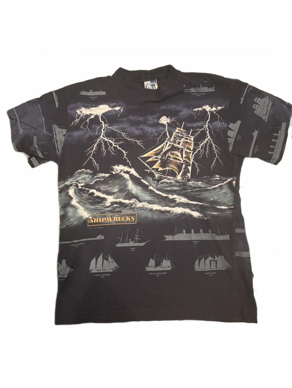 vintage 90s Art Unlimited Shipwreck all over print shirt